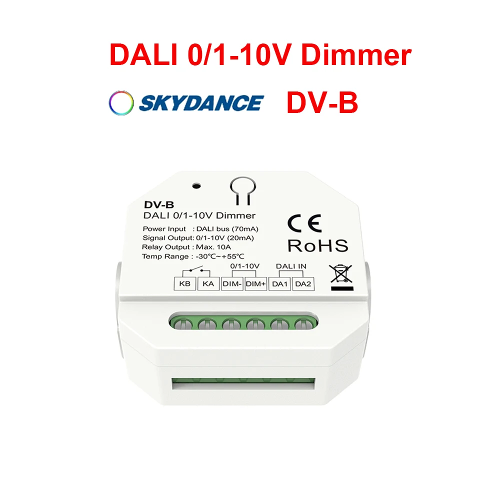 Skydance DV-B (DT5) AC100-240V 1CH*20mA DALI 0/1-10V  0 -100% Dimmer For 0-10V Dimmable Driver to Single color LED strip
