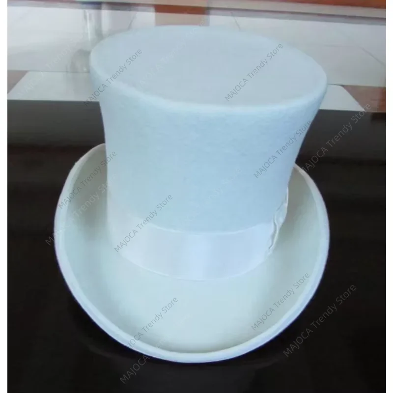 Cylinder Hat for Men British Style Wool Felt High Top 18cm Kapelusz Mad Hatter Women Magician Gentleman Sombrero Bowler Hoeden