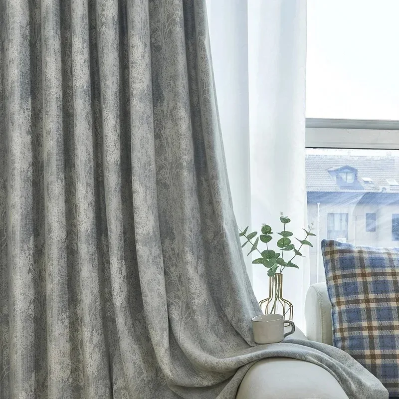 

French Jacquard Chenille Curtain for Living Dining Room Bedroom Blackout Luxury White Tulle Nature Vertically Modern Shutter