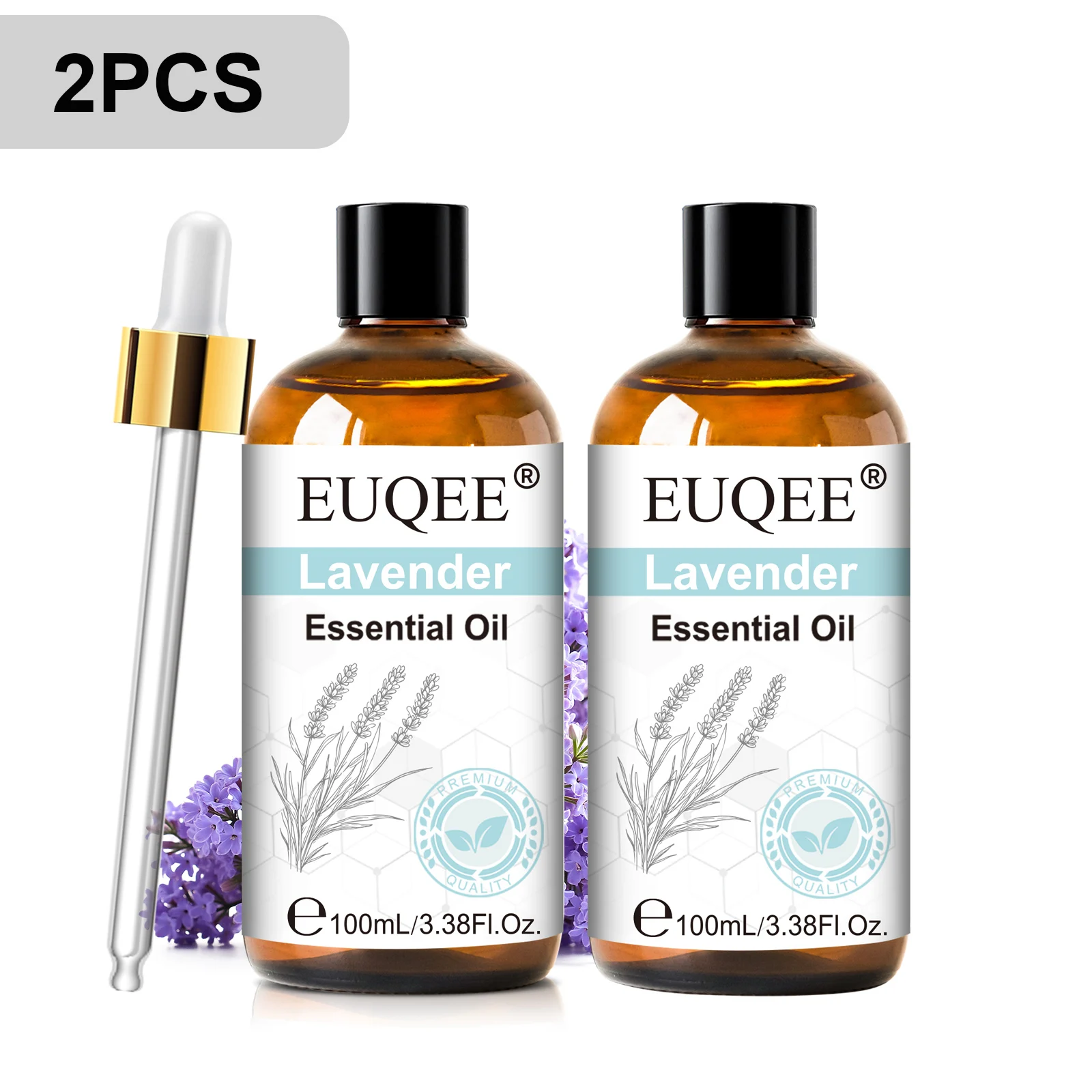 EUQEE 2PCS Pure Essential Oil For Aromatherapy Candle Making-100ml Lemon Eucalyptus Lavender Vanilla Rose Aroma Essential Oil