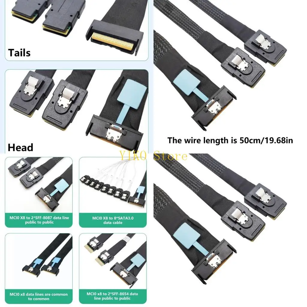 

K32C MCIO 8i 74P Male To 2xSFF 8087 Мужской серверный кабель PCIE5.0 Замена серверного кабеля для компьютерных аксессуаров