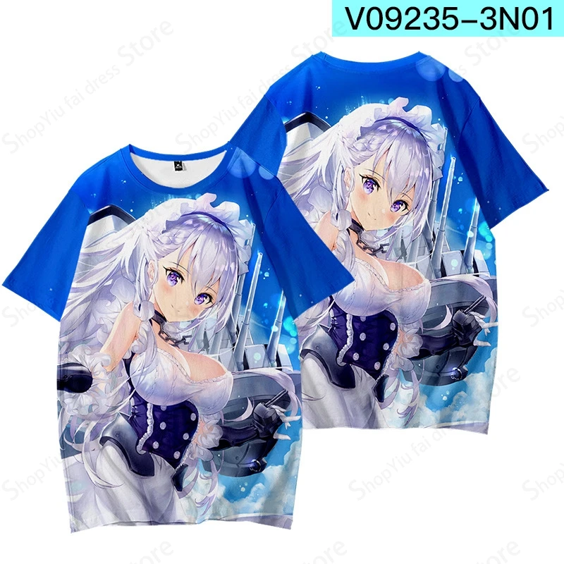 أنيمي Azur Lane ثلاثية الأبعاد المطبوعة التي شيرت الرجال النساء موضة تي شيرتات قصيرة الاكمام الاطفال الهيب هوب بلايز تيز المتضخم تي شيرت مانغا توب بوي