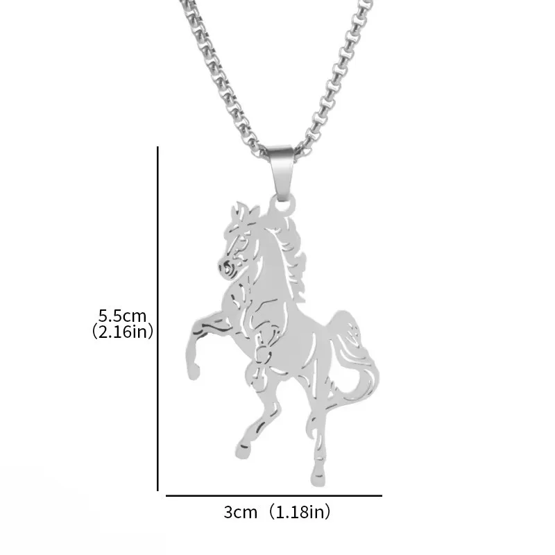 الجوف التدريجي تشغيل الحصان قلادة قلادة للرجال موضة الذهب اللون الفولاذ المقاوم للصدأ الحيوان الهبي الهيب هوب روك مجوهرات الصبي هدية #6