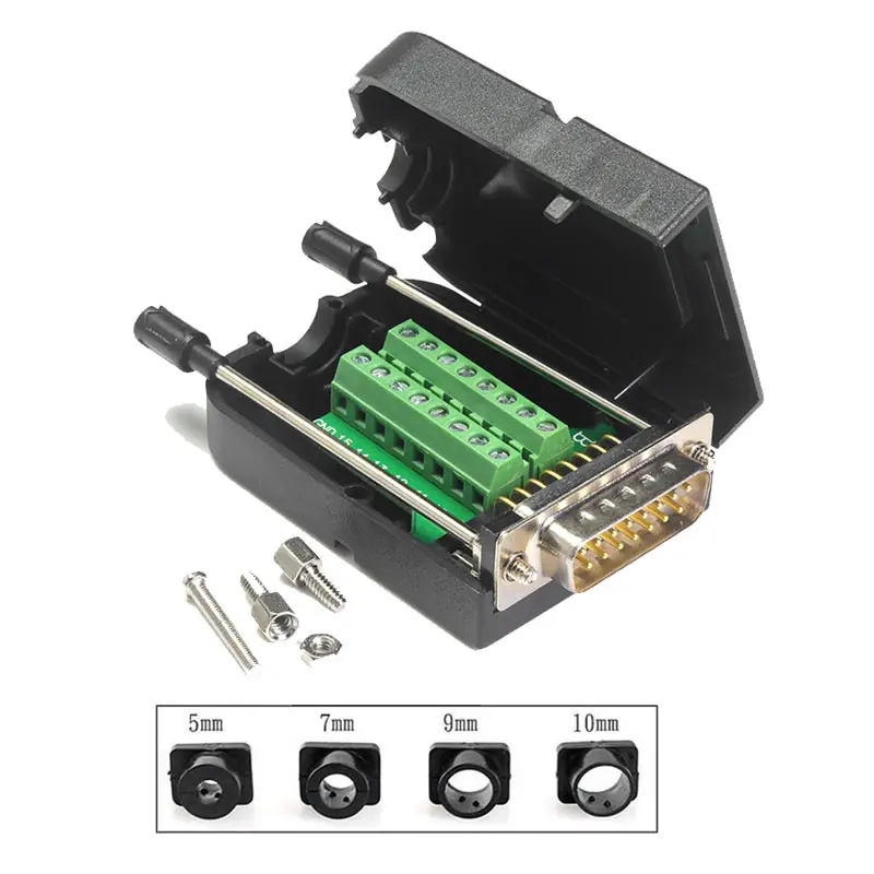 DB15 Connector 15 Pin Breakout Board D-SUB Adapter Male Terminal Adapter Board Module 15 pin Connector Plug with Case Sub Board