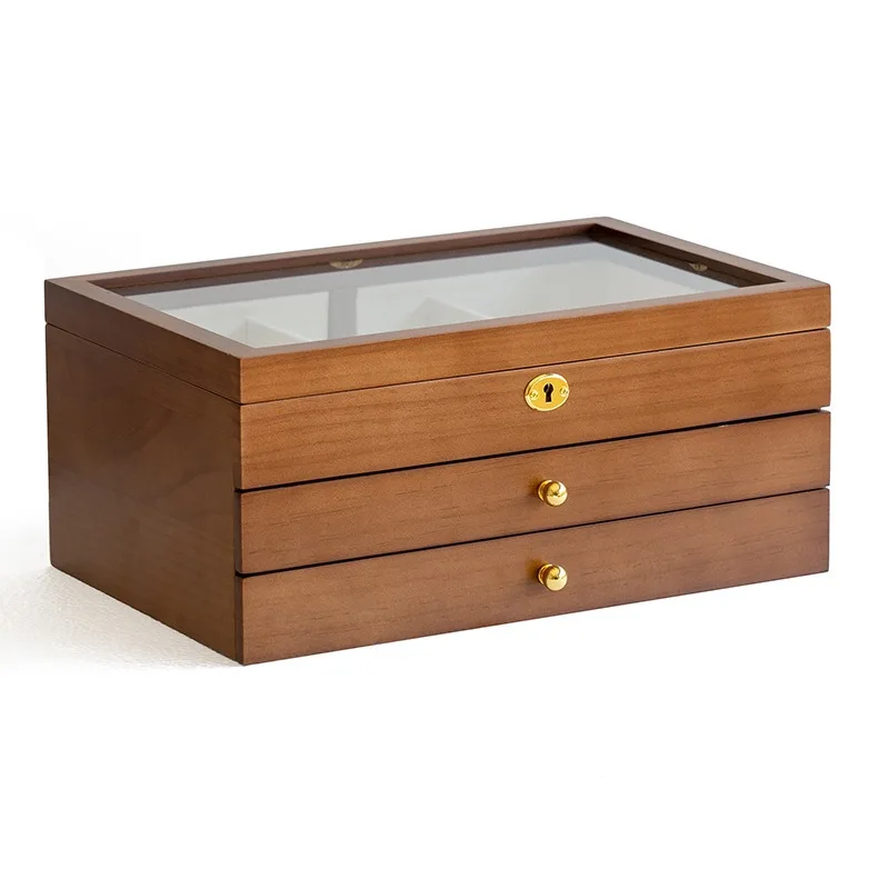 For solid wood jewelry box storage box high-end large-capacity multi-display box
