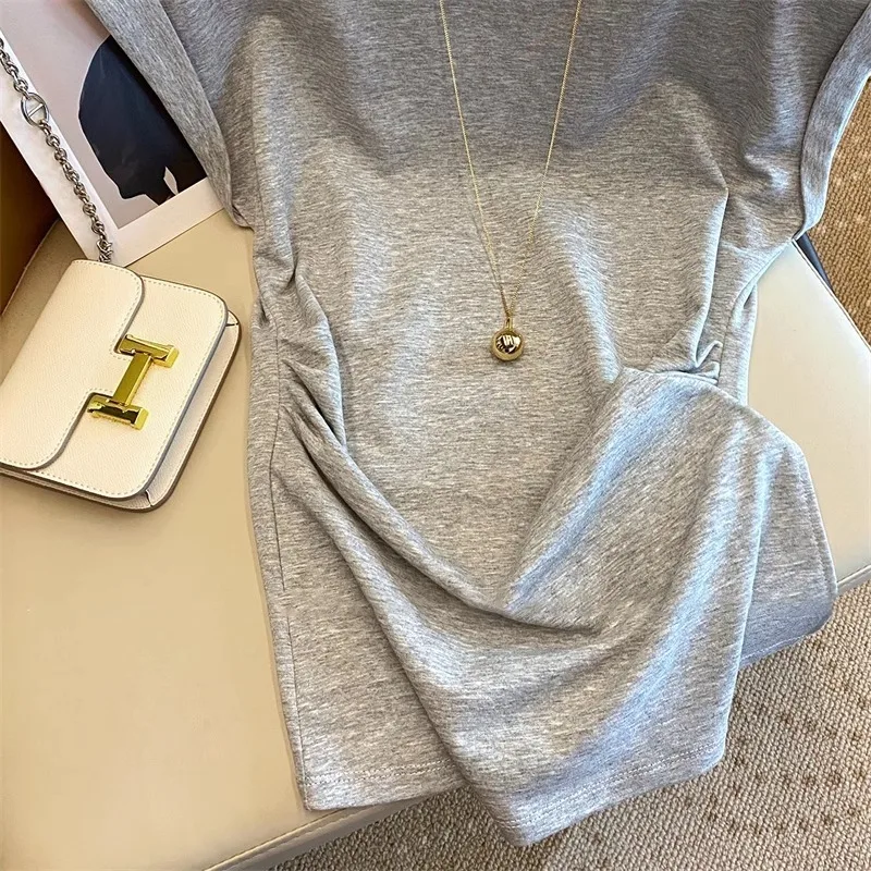 Summer Faionable Loose T-irt Men Women ort Sve Knitted Collar Slim Fit Casual Top Korean Sle Wet Dry Treaent