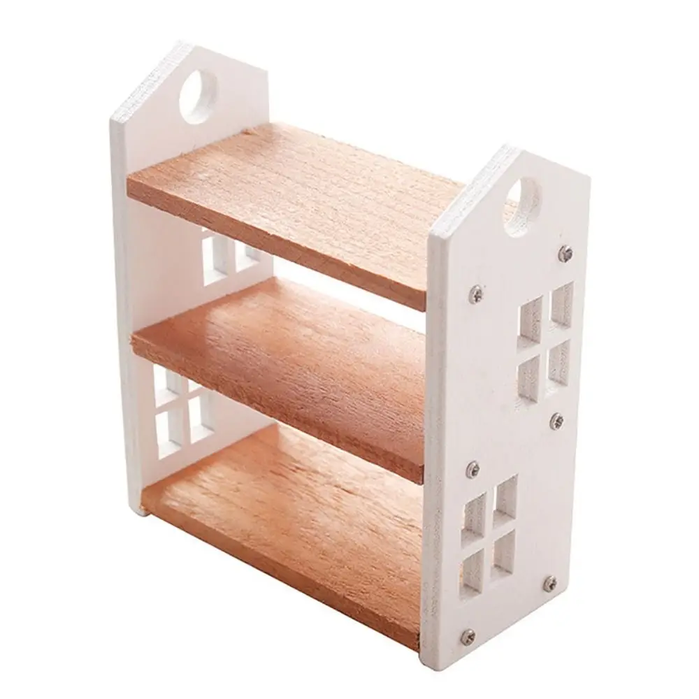 

Three-tier Dollhouse Bookshelf Display Stand Bookcase Doll Shelf Model Wooden 1:12 Miniature Furniture Rack