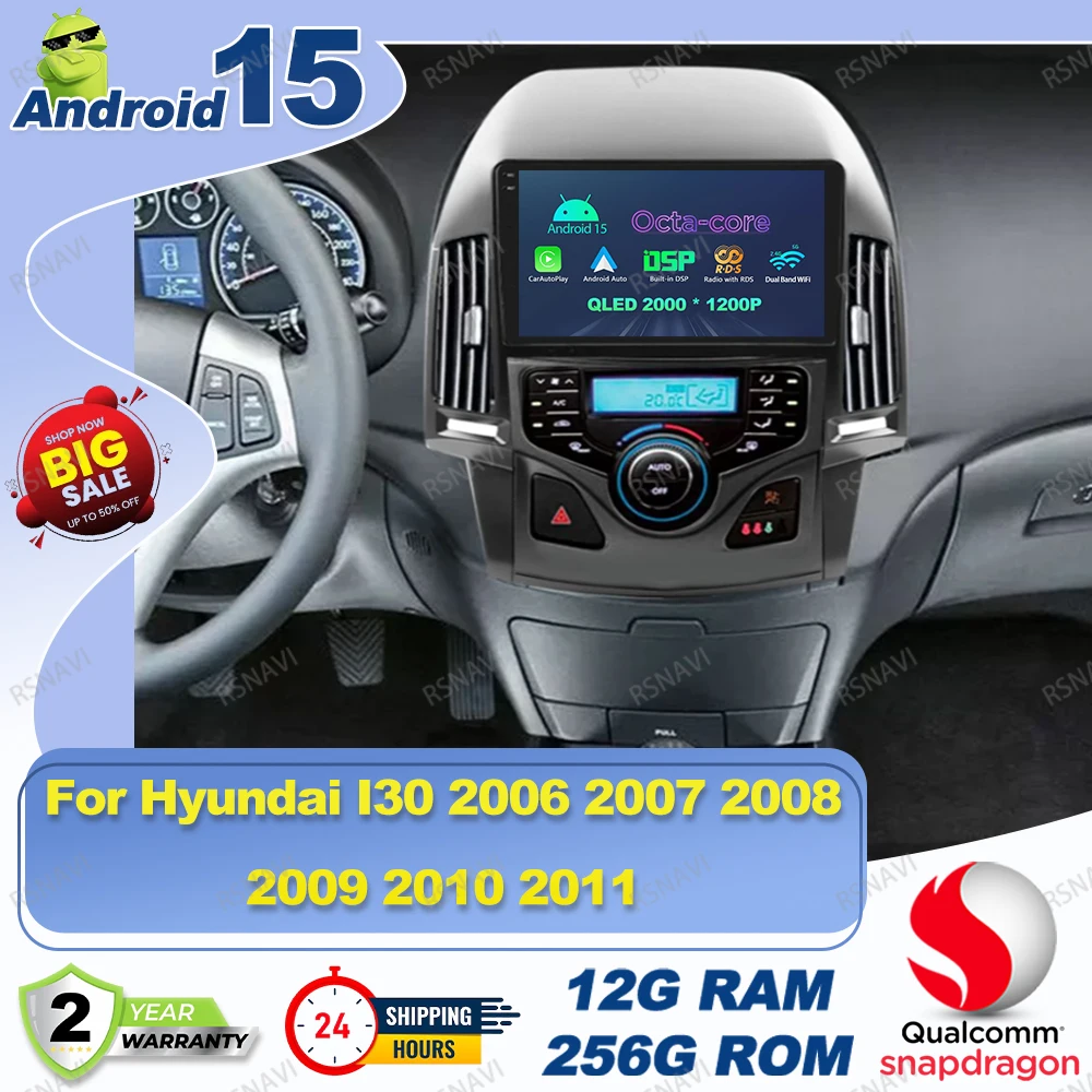 Android 15 Car Radio For Hyundai I30 2006 - 2010 2011 Dacia Duster Polo 6r Golf Mk4 Interior Replacement Parts H4 Led H7 E90