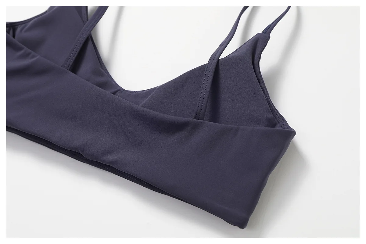 Sommer Neu Damen V-Ausschnitt Sport-BH Push-Up Bandeau-BH Fitness Rückenfreies Crop-Top Damen Workout Yoga Unterwäsche – Detail 7