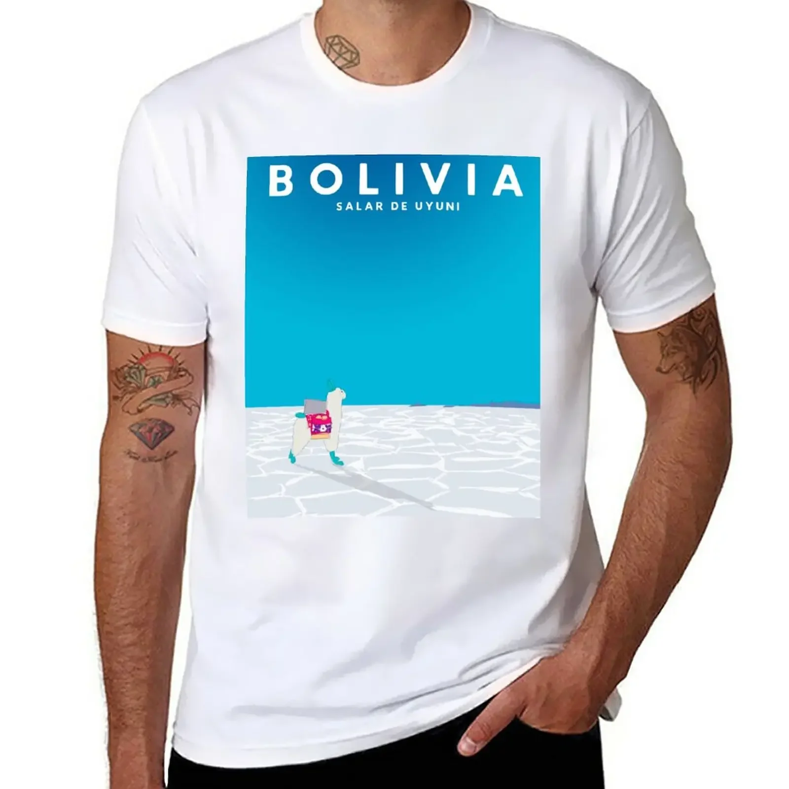 New Bolivia Salt Flats Travel Poster T-Shirt t shirt man plain t-shirt summer clothes tops Men's t-shirt