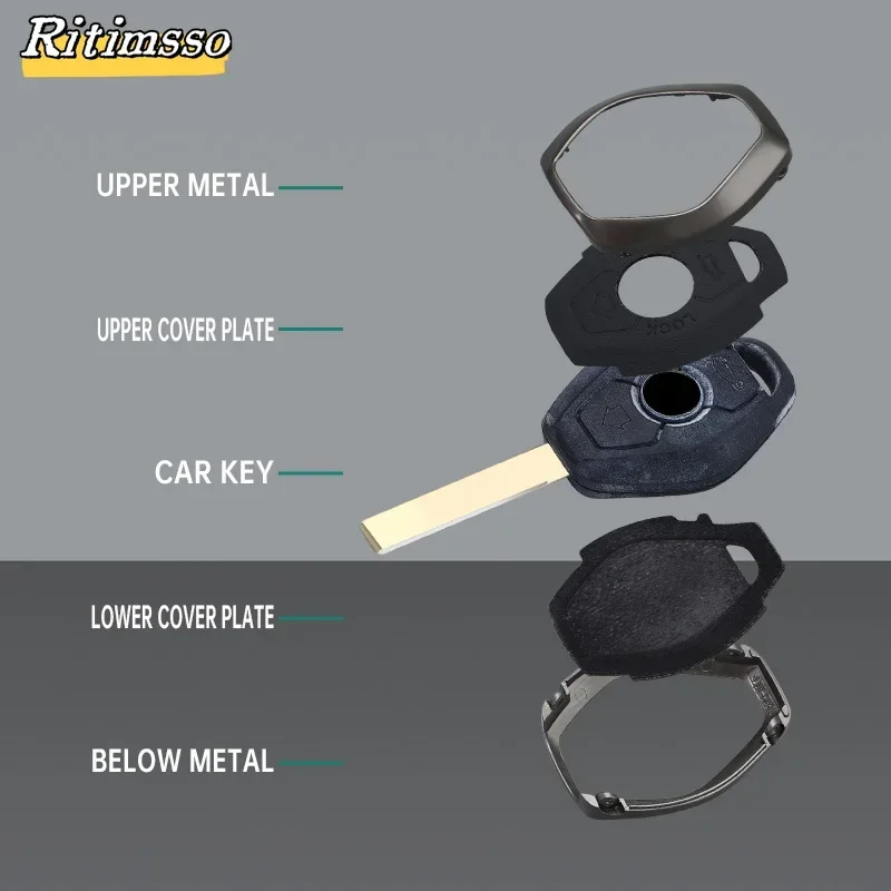 Aluminiowe + skórzane etui na kluczyk samochodowy do Bmw E46 E60 X5 E53 E63 E39 E38 X3 F83 Z3 Z4 M5 3 5 7 Series 330i 325i Akcesoria samochodowe