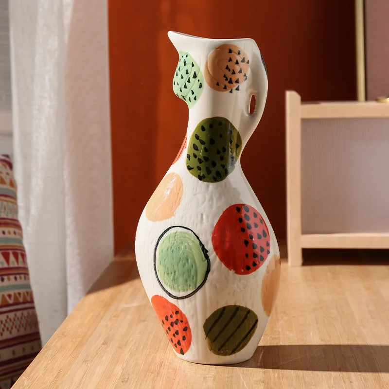 High Aesthetic Painted Vase Home Living Room Study Hydroponic Flower Arrangement Nordic Personalized and Minimalist Ceramic Vase