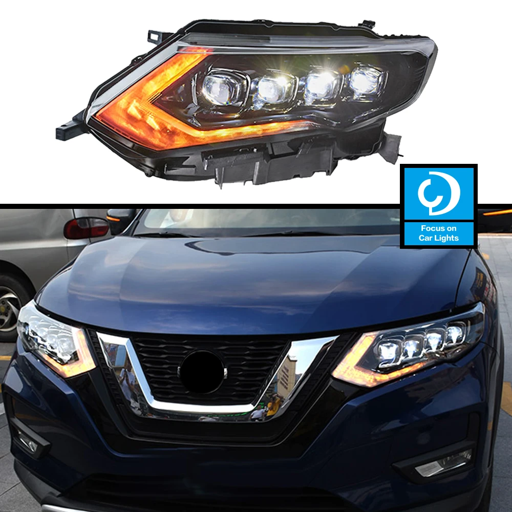 Car Front Headlights For Nissan X-Trail Xtrail LED 2017-2021 HeadLamp Styling Dynamic Turn Signal Lens Auto Accessories Assembly