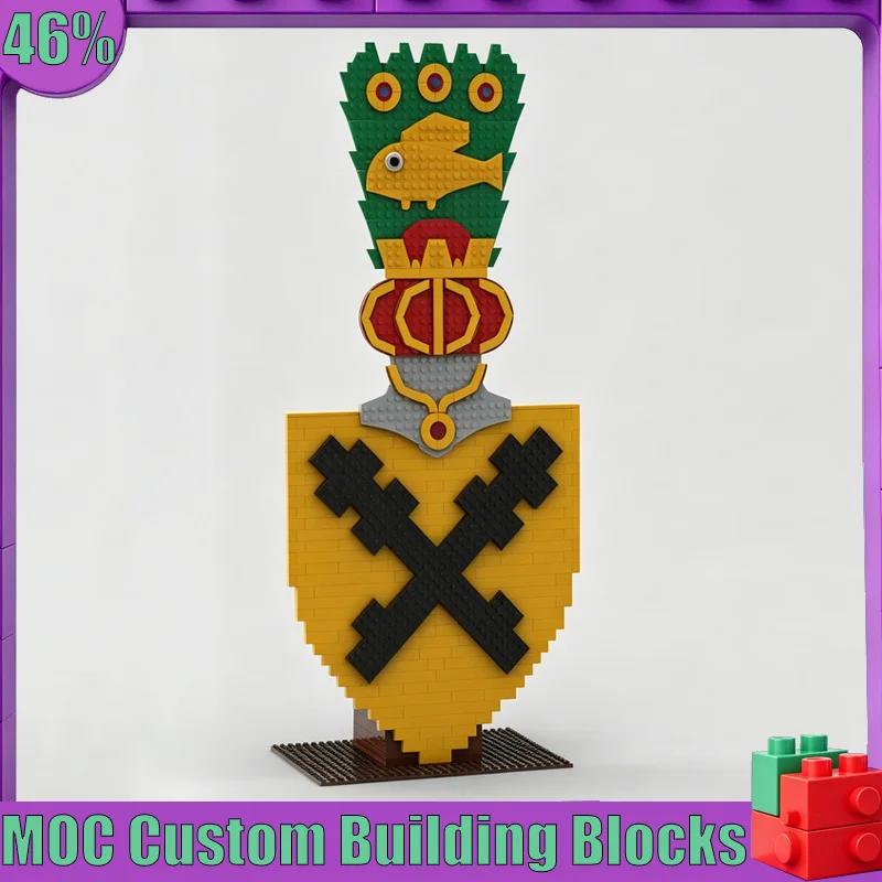 649PCS MOC Heraldic Crest Shield Model Custom Puzzle Architecture DIY Assembly Toy Creative Historical Collection Display Gift