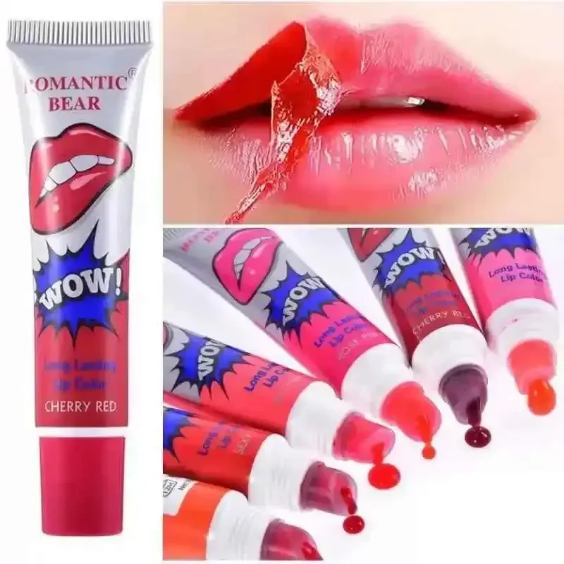 1 lápiz labial líquido despegable resistente al agua brillo de labios duradero máscara de pelusa maquillaje tatuajes brillo de labios lápices labiales cosméticos para mujer rojo