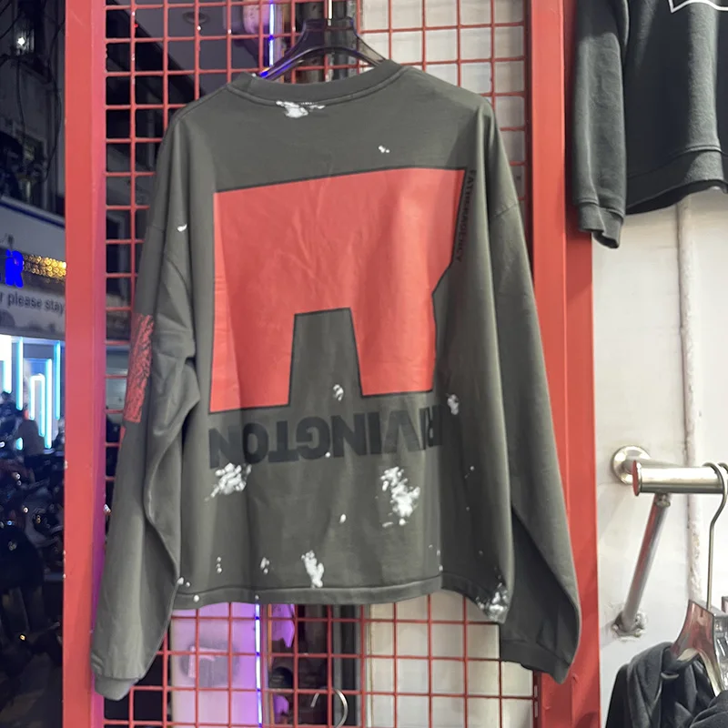 تي شيرت قطني عالي الجودة كبير الحجم RRR 123 قاعدة تي شيرت للرجال والنساء عتيق باللون الرمادي الفحمي والحبر RRR123 تي شيرت بأكمام طويلة تي شيرت