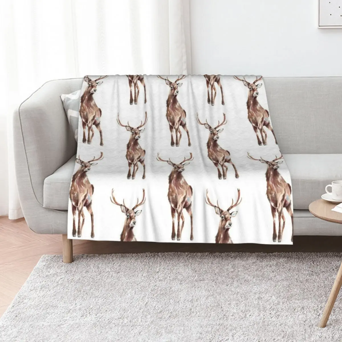 Stag Watercolour Throw Blanket Plaid on the sofa Bed Fashionable Blankets Sofas Of Decoration funny gift Kid'S Flannel Blankets