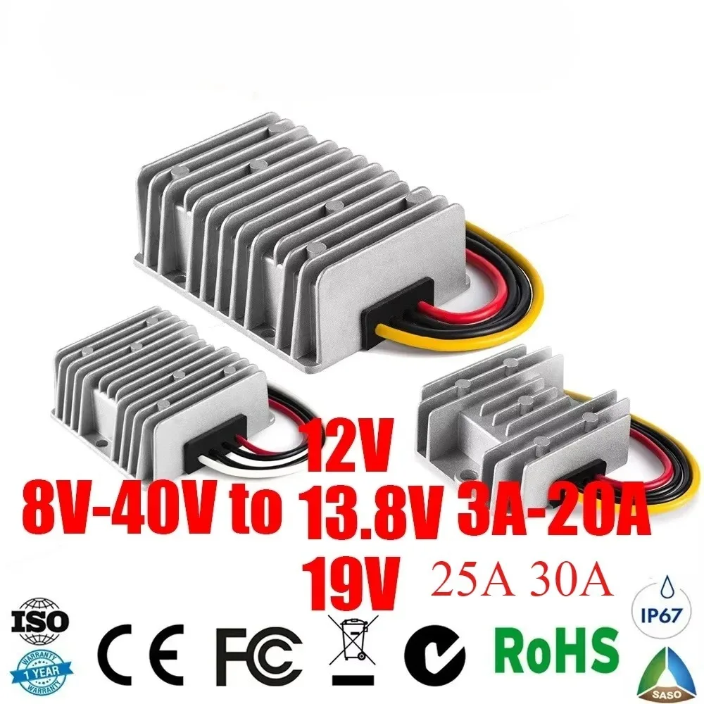 8V-40V to 12V 13.8V 19V 3A 6A 10A 15A 20A 25A 30A DC Power Converter Voltage Stabilizer Regulator Boost Buck LED Solar Car CE