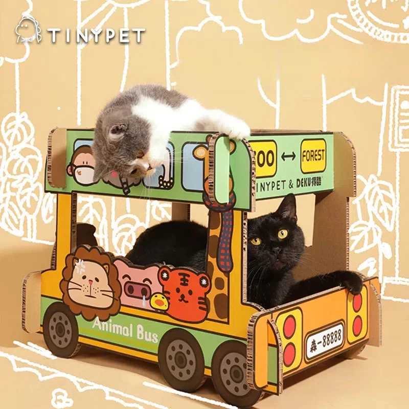 Bus shape Cat Scratching house Cardboard kitten Bed Cat Scratching Board Corrugated Paper cat scratcher