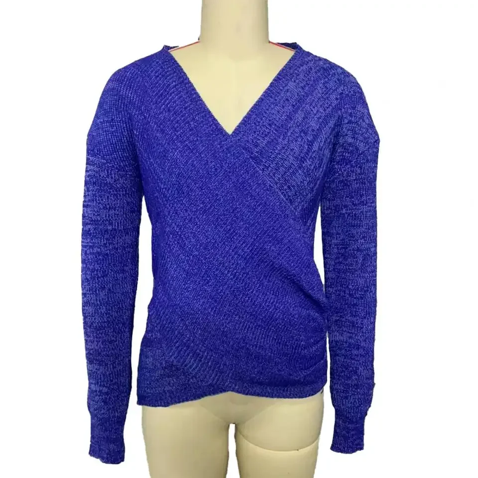 

Модный женский вязаный свитер с V-образным вырезом и длинными рукавами, облегающий, с драпировкой, на осень-зиму