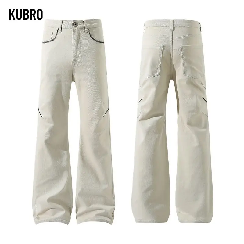 Men's Autumn Winter Classic Loose Straight Leg Jeans 2025 Retro Washed Basic Denim Pant Business Casual Baggy Micro-flared Jeans