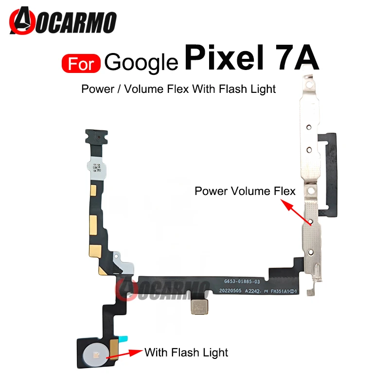 For Google Pixel 7A Power On/Off Volume Up Down With Flash Light Flex Cable Replacement Parts