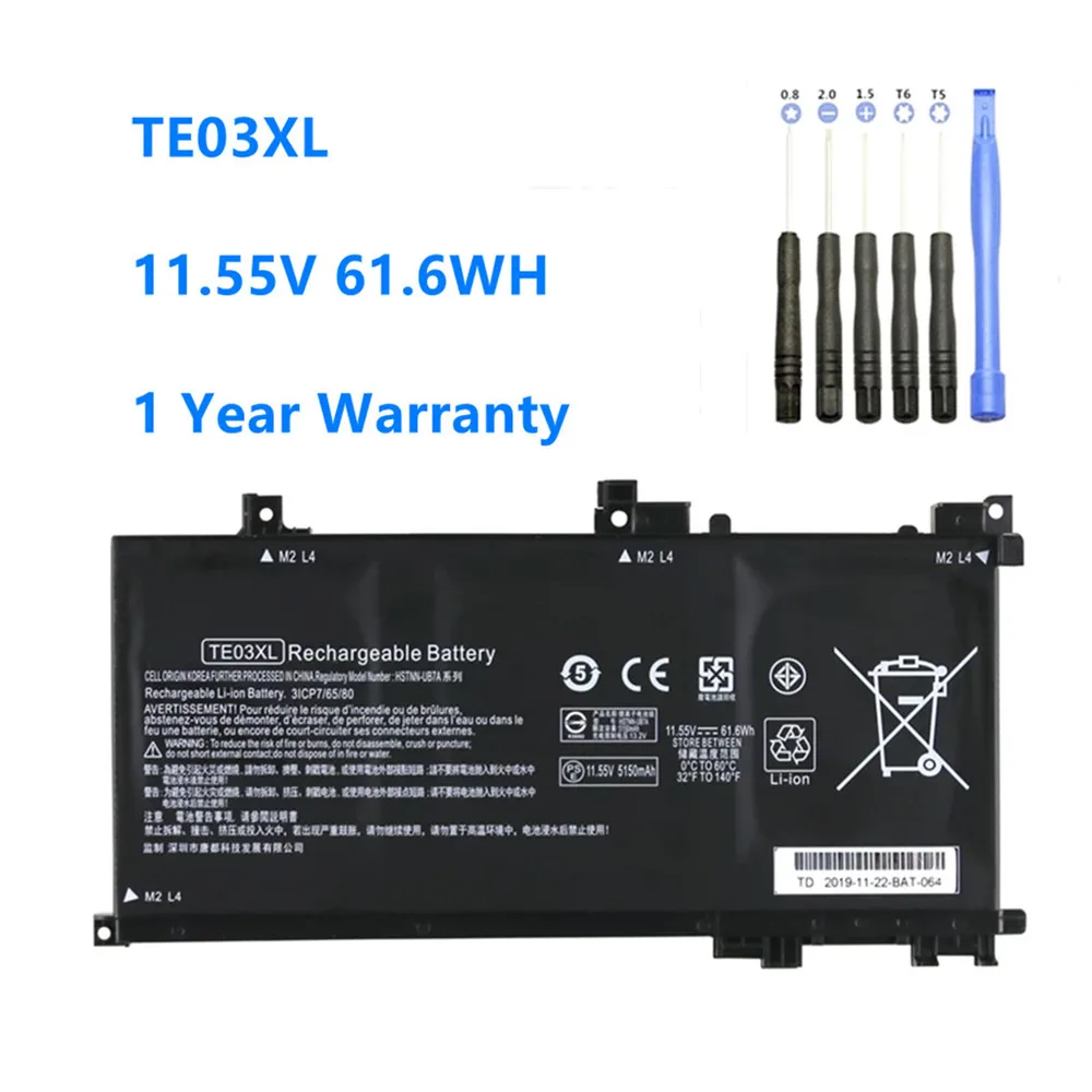 New TE03XL 5333mAh Laptop Battery For HP OMEN 15-bc011TX 15-bc012TX 15-bc013TX 15-AX015TX AX017TX TPN-Q173 HSTNN-UB7A 849910-850