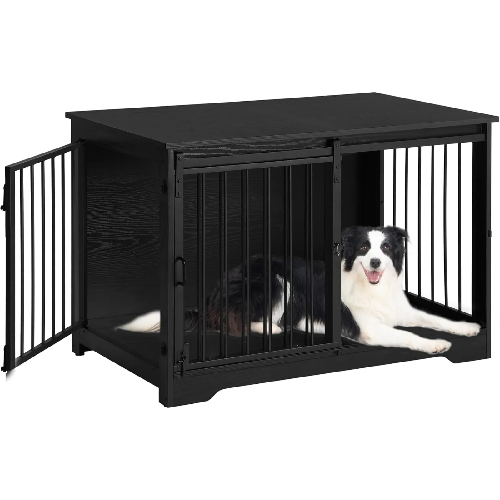 

US 39.4" Heavy Duty Dog Crate Furniture with Barn Door, Wood Indoor Dog Crate Kennel for Small/Medium/Large Dogs