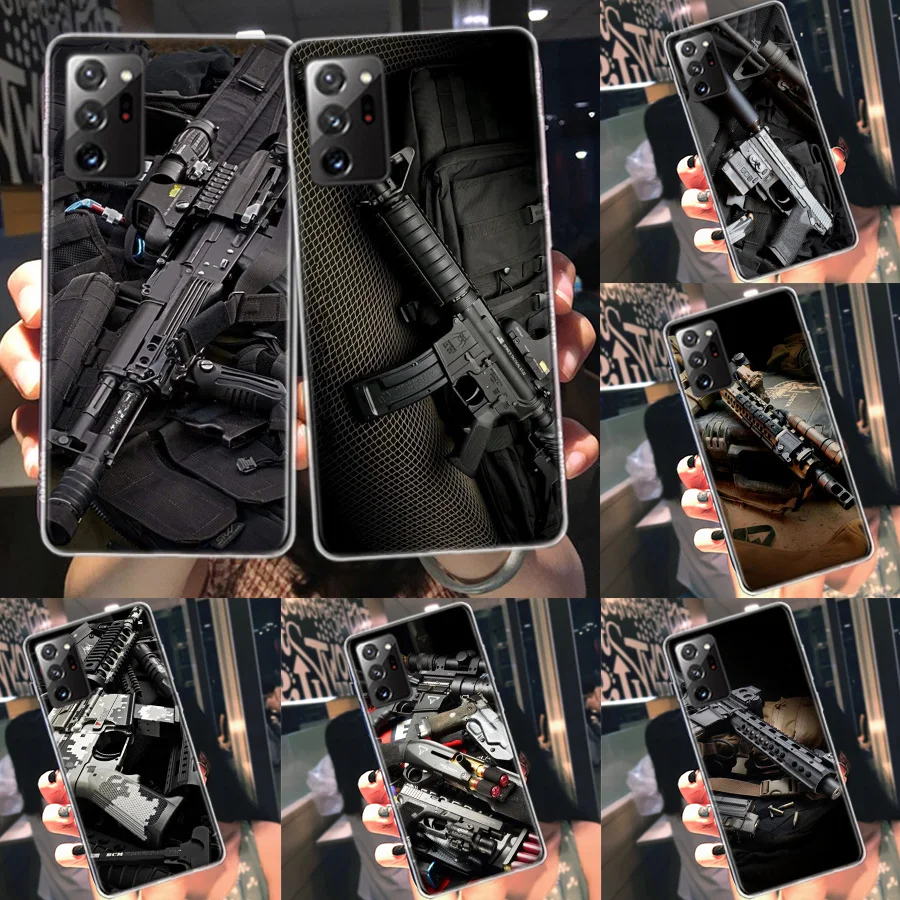 QG248-The Military Weapon Phone Case For Samsung Note 20 Ultra 10 9 8 A05S A15 A25 A35 A55 M11 M12 M21 M30S M31 M32 M51 M52 A9