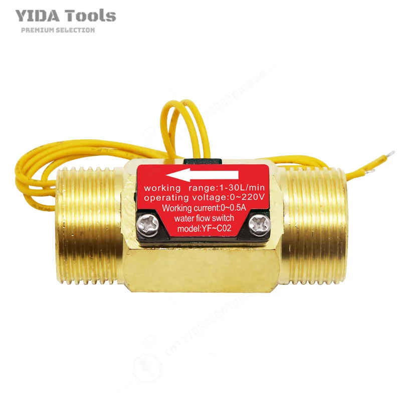 YIDA G3/4 External Thread Reed Water Flow Switch, Pipe Flow Monitoring Sensor for Liquid Flow Detection