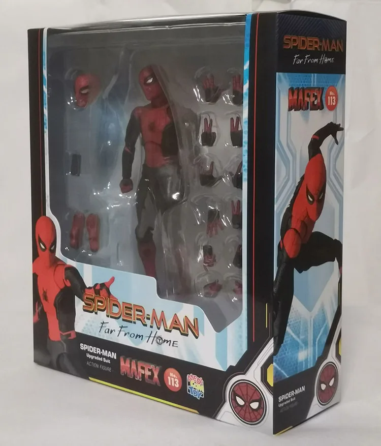 15cm mafex 113 Spiderman ของเล่นคุณภาพสูงอุปกรณ์เสริมสำหรับตุ๊กตาขยับแขนขาได้สไปเดอร์แมนเคลื่อนย้ายได้ตุ๊กตาของขวัญสำหรับสะสม