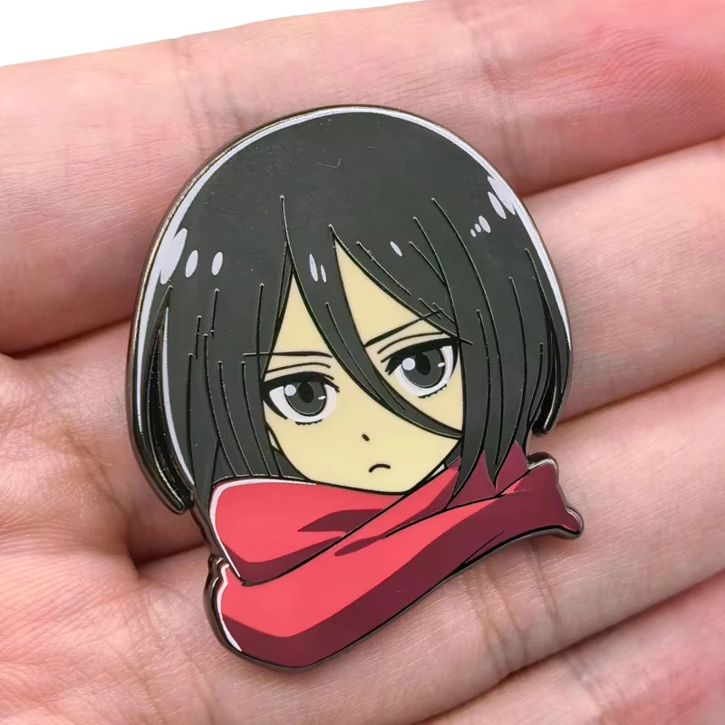 Mikasa Ackerman Badges Pendant Attack on Titan Pins Japanese Anime Manga Brooches for Backpack Clothing Lapel Cosplay Toy Gift