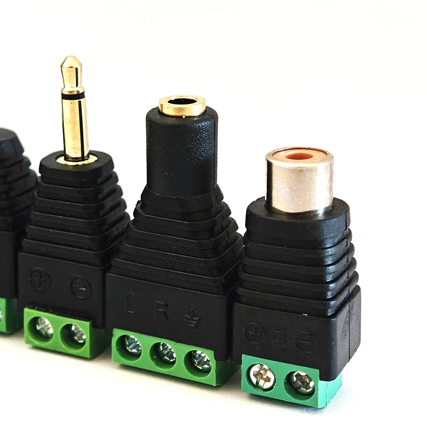 2/3/4 Sections 3.5mm Earphone Audio Jack Connector Stereo Adapter 3.5mm RCA Audio Mono Channel Plug to Screw Terminal Solderless