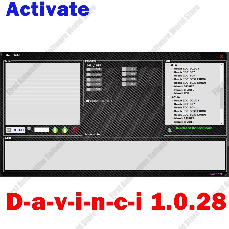 Oprogramowanie do programowania mocznika Davinci 1.0.28 Da Vinci 2022, w dół DPF EGR DTC