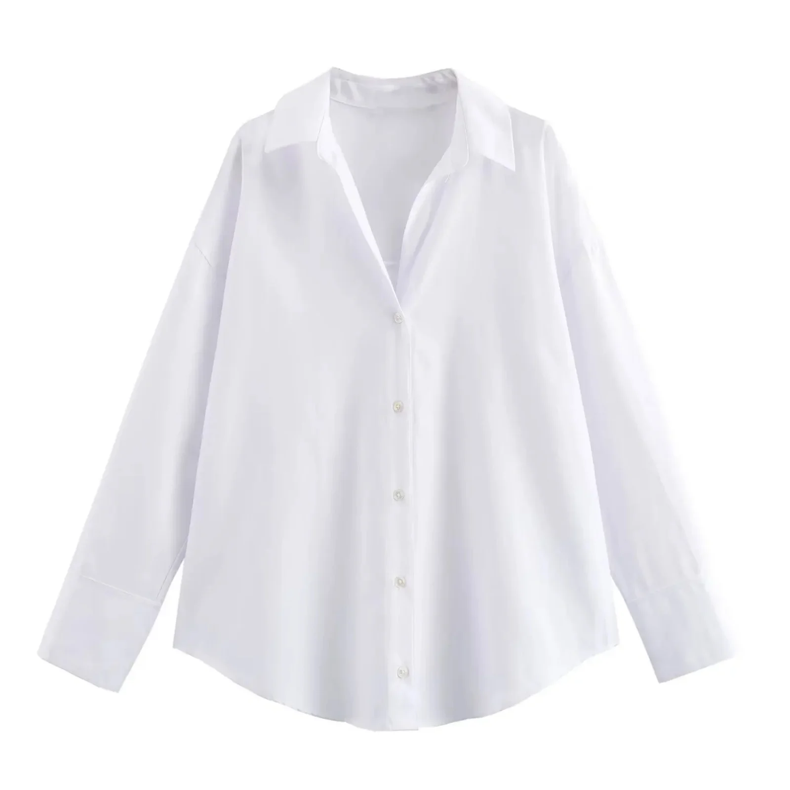 BSAY femmes mode printemps coton Oxford à manches longues simple boutonnage revers Blouse vêtements de rue chemise Chic dames hauts Mujer