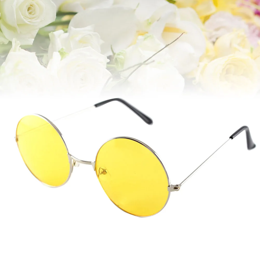 

2PCS Round Sunglasses Durable Circle Gold Frame Yellow UV400 Protection Lightweight Plastic Circle Glasses Outdoor
