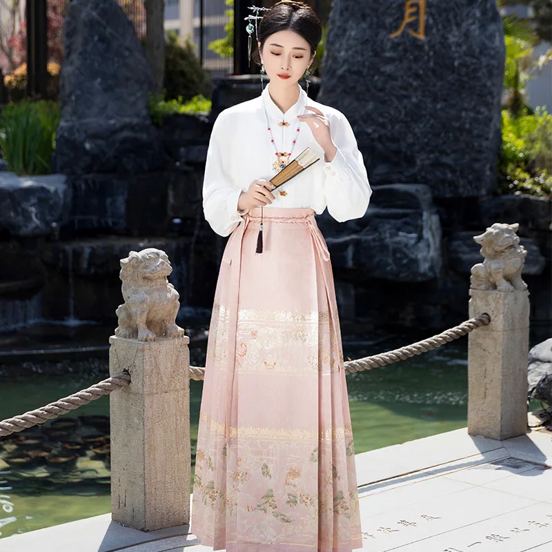 

Новый женский комплект ханьфу: юбка-шлейф в китайском стиле для повседневной носки весна-лето 2024, традиционный костюм