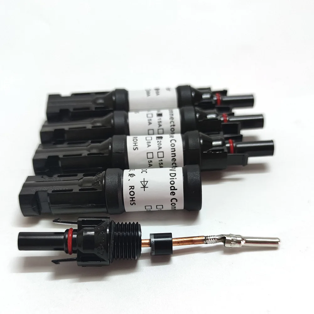 Solar Panel Cable Connector PV Compatible With MC4 For Solar PV System 3pcs 10A 15A 20A 30A Photovoltaic Diode Connector