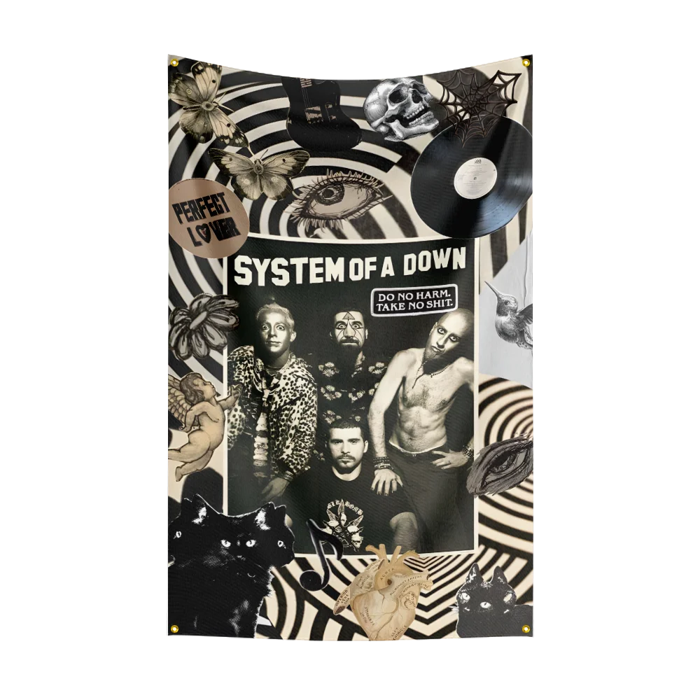 3x5 pés s-system of downs bandeira de banda de rock pesado poliéster impressão digital banner para quarto arte de parede tapeçaria de porta externa