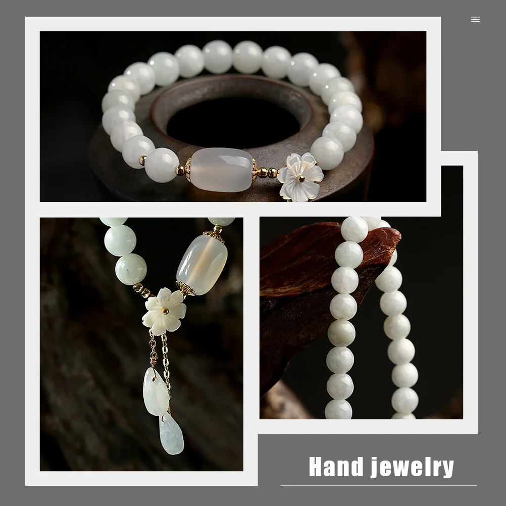 

Jade Bead Bracelet For Women Elegant Stone Hand Chain High Polished Rust Resistant Gemstone Stackable Jewelry Gift