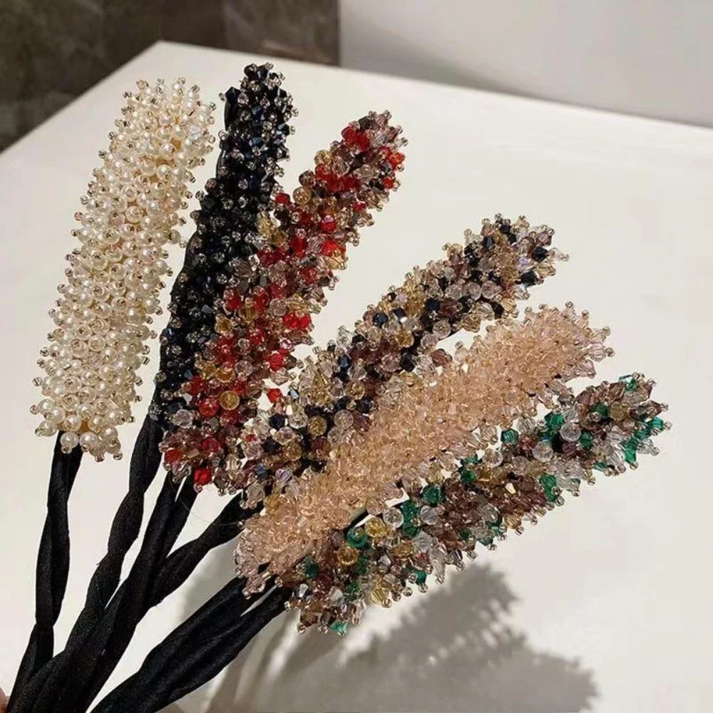 Crystal Rhinestone Lazy Hair Bun Maker 1pcs Hand Woven Hair Twister, Women Messy Chignon Bun Hair Accessory