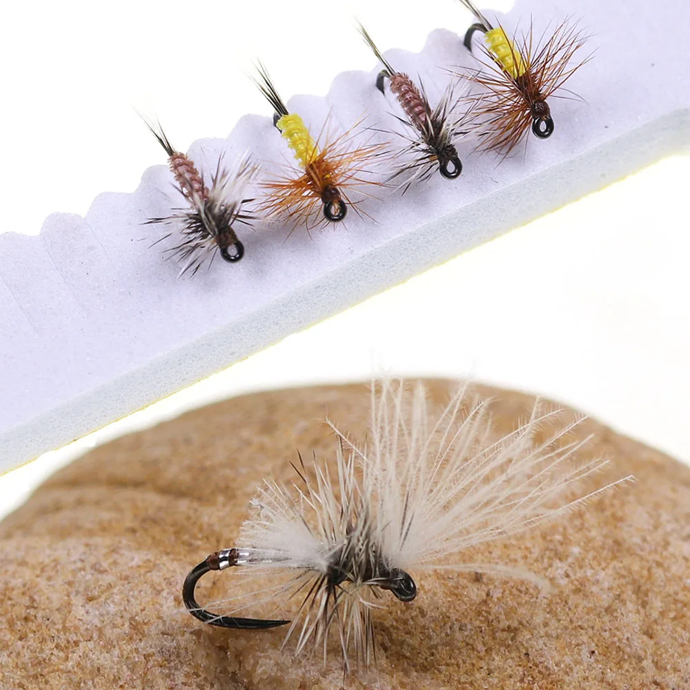 6 Stück # 20 Barbless Mayfly Midge Emerger und CDC Parachute Dry Fly Rooster Hackle Insektenköder für Forellen- und Barsch-Angelköder