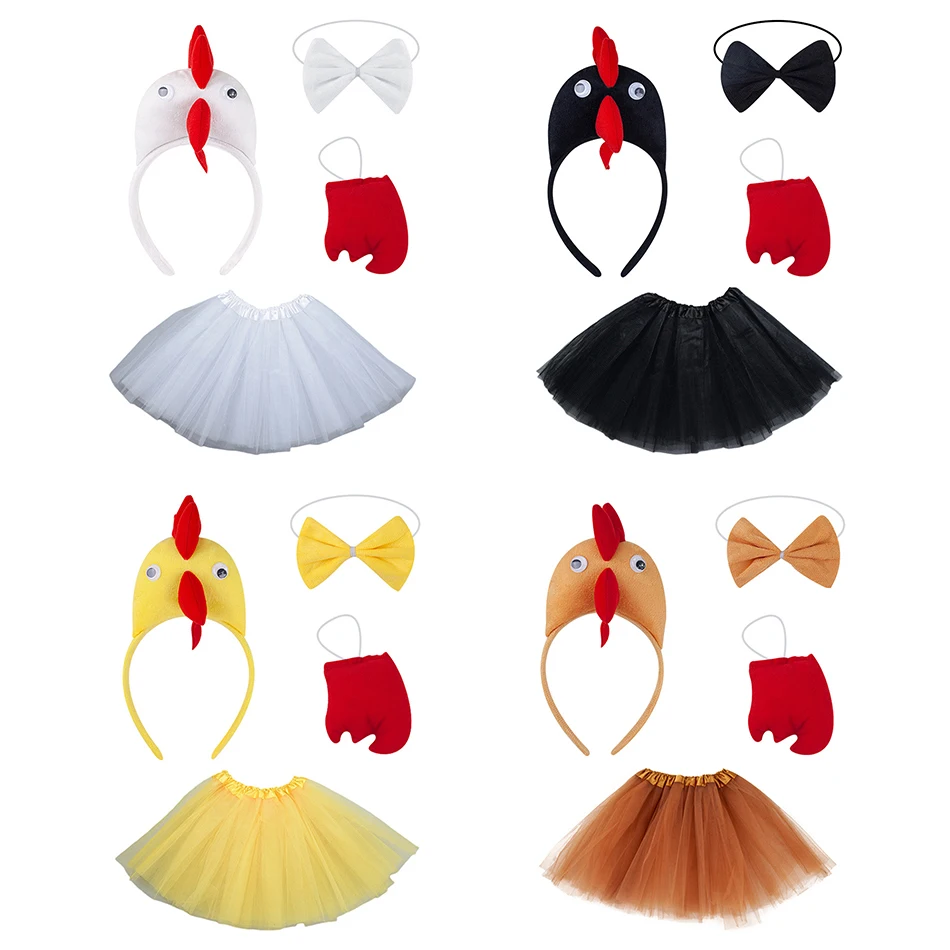 3D Rooster and Chick Cute and Interesting Hair Accessories Sets Kids Halloween and Thanksgiving Parties Headwear and Clips Sets