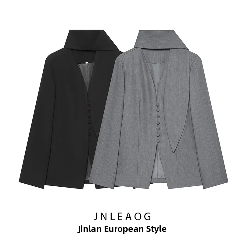 JNLEAOG Fashionable Versatile Women's Suit Jacket Autumn New Arrival Quality Polyester Standard Fit Ladies Short Outerwear