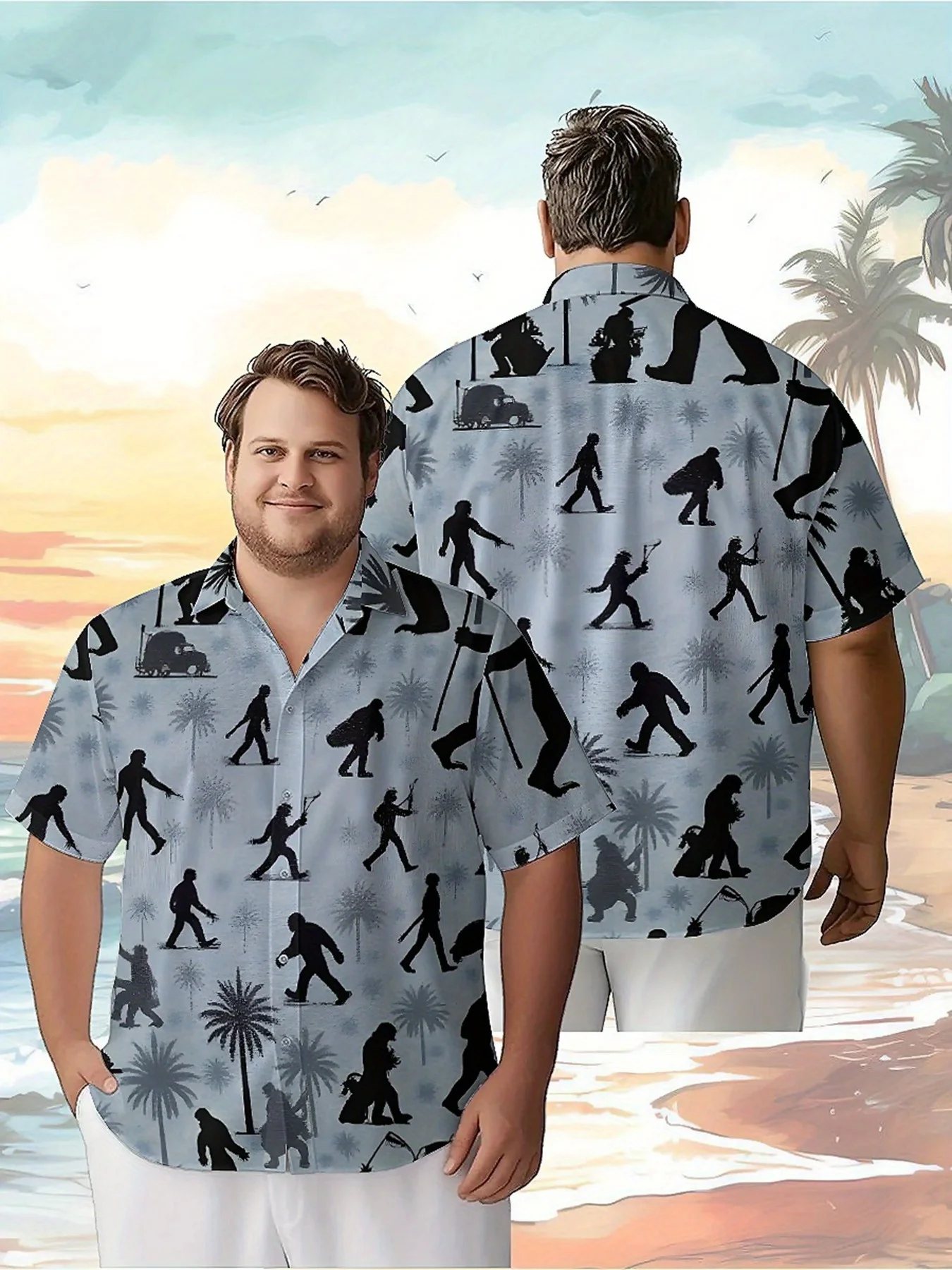 Men's Plus Size Hawaiian Shirts Dinosaur Pattern,Premium Comfort Youth Clothes,Y2K Tops