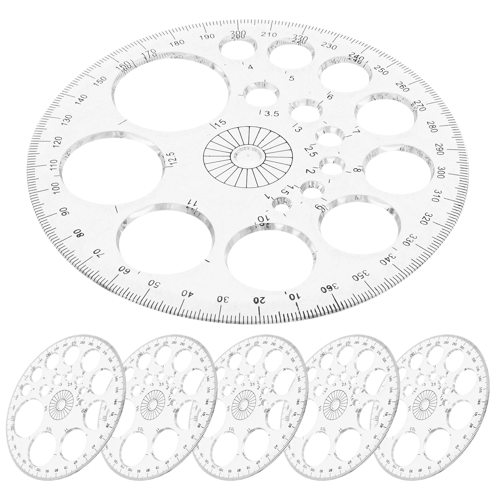 6pcs 360 Degree Protractor Transparent White 11 5CM Math Tool Drawing Templates Measuring Office