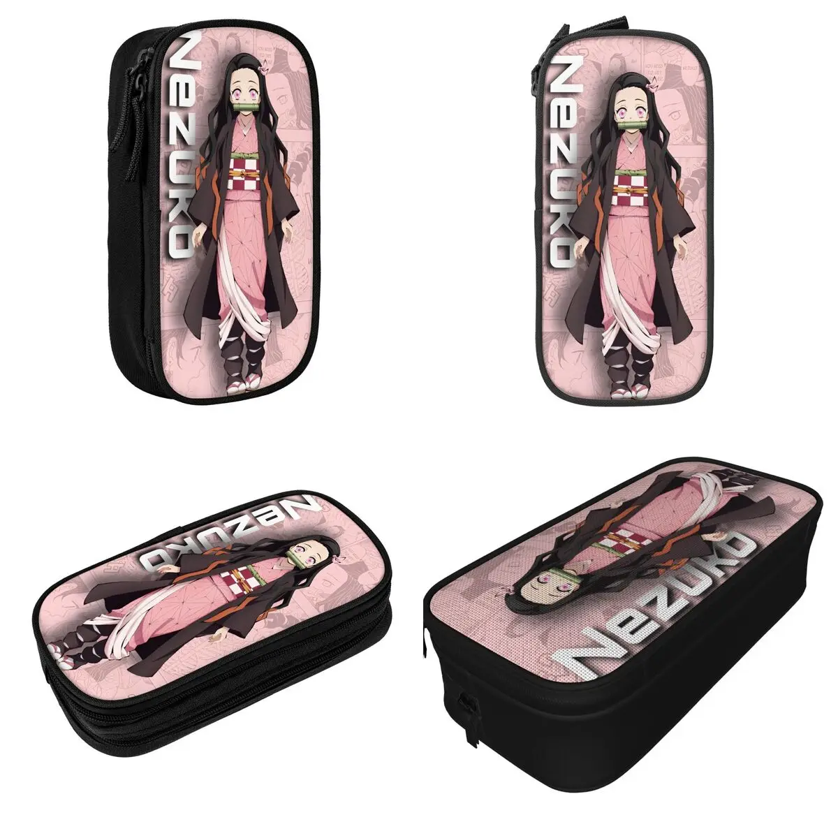 New Kamado Demon Slayers Nezuko Anime Pencil Cases Pencilcases Pen for Student Large Storage Bag Office Zipper Stationery