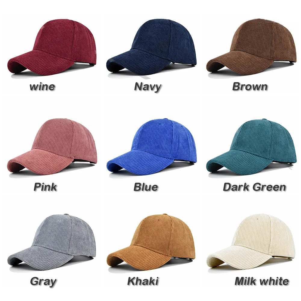 Autumn Winter Solid Corduroy Baseball Caps Unisex Vintage Baseball Hat Women Men Adjustable Hip Hop Gorras Snapback Trucker Hats