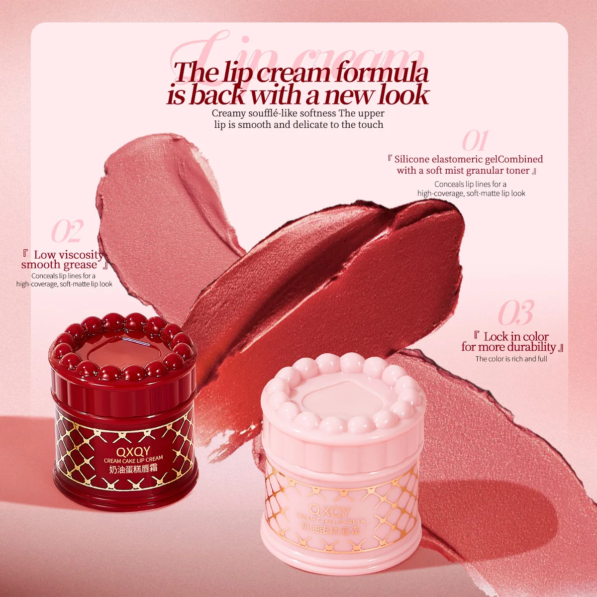 QXQY 6-Farben-Creme-Cake-Lipgloss – mattierter Samt-Lippenstift – Somooth-Textur und langanhaltendes Make-up, einfach aufzutragender Lippenschlamm in der Farbe