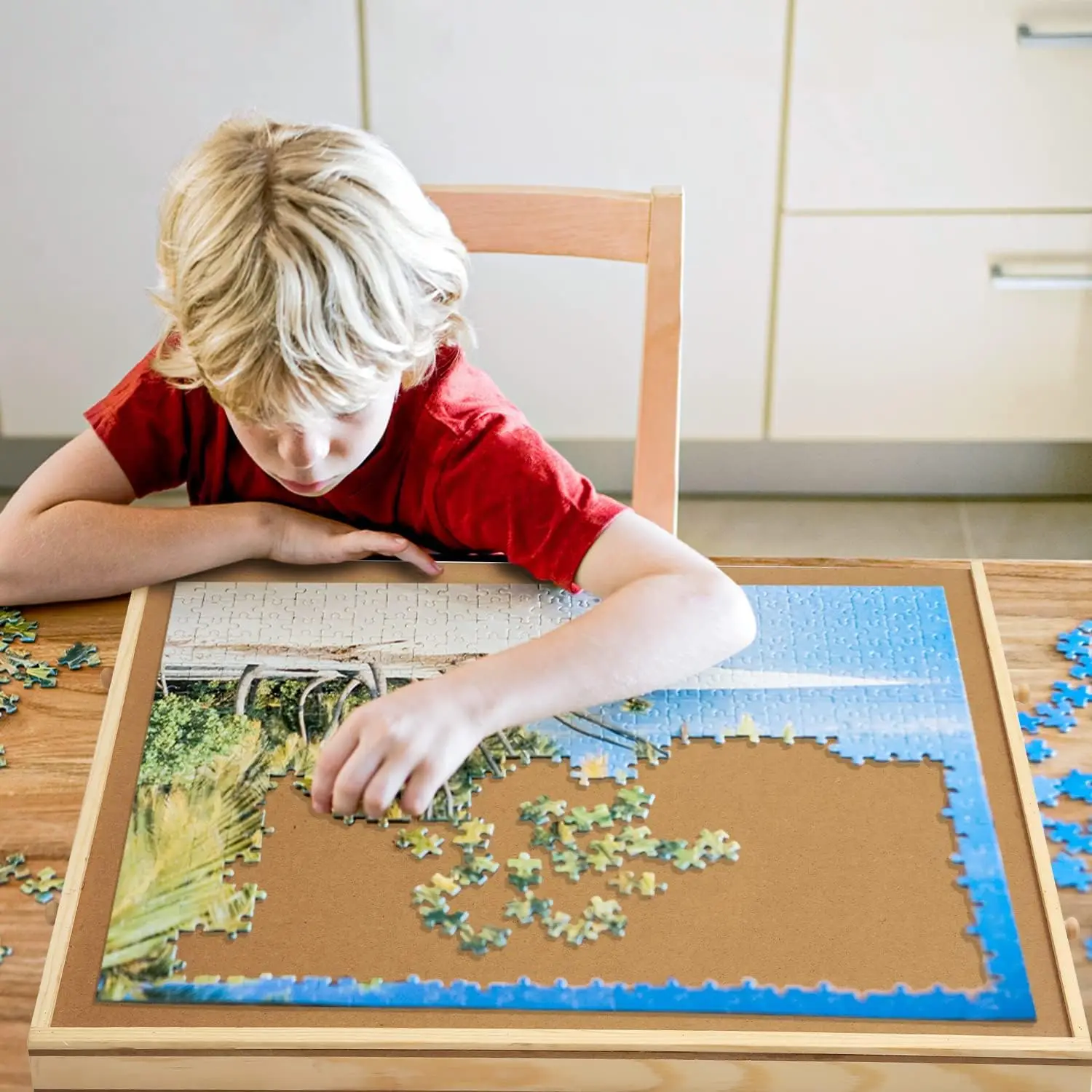 Puzzlebrett mit Schubladen für 500-teiliges Puzzle, 25 x 19 Zoll Holzpuzzles, Tisch für Erwachsene, Spiel, Organizer, Aufbewahrung, Zubehör